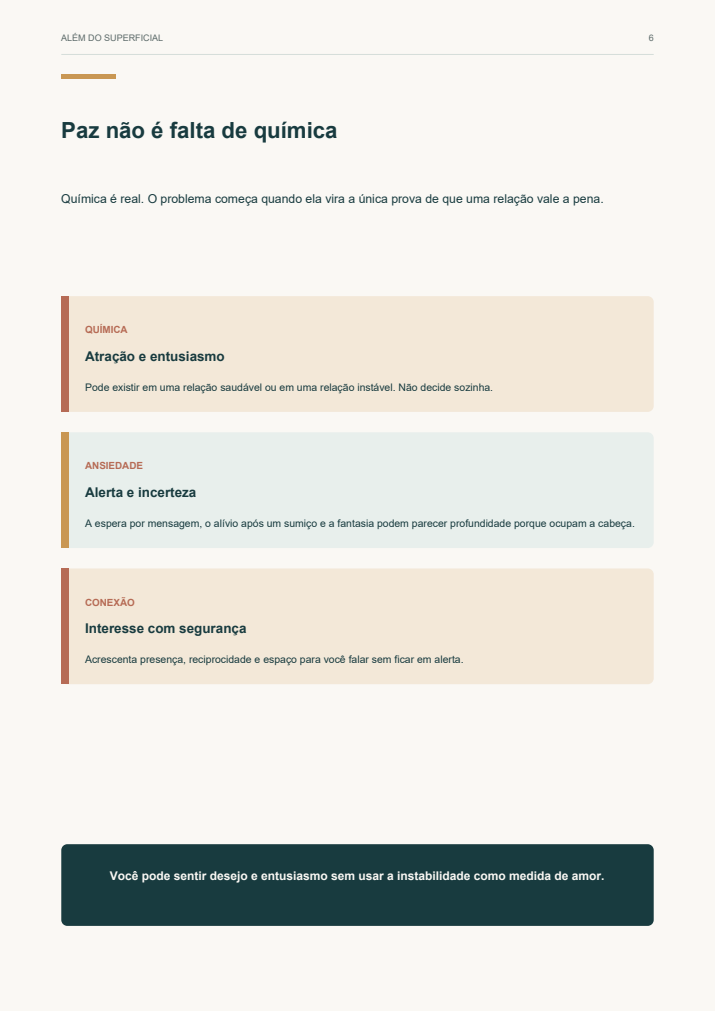 Página do guia que diferencia química, ansiedade e conexão
